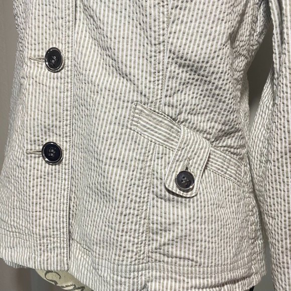 Charter Club 100% Cotton Lightweight pinstripe Blazer/Jacket Size Medium Gray - Picture 4 of 10